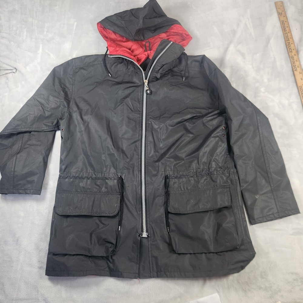 Vintage Wippette Rainthings‎ Men's Medium Matte Black Full Zip Rain Jacket